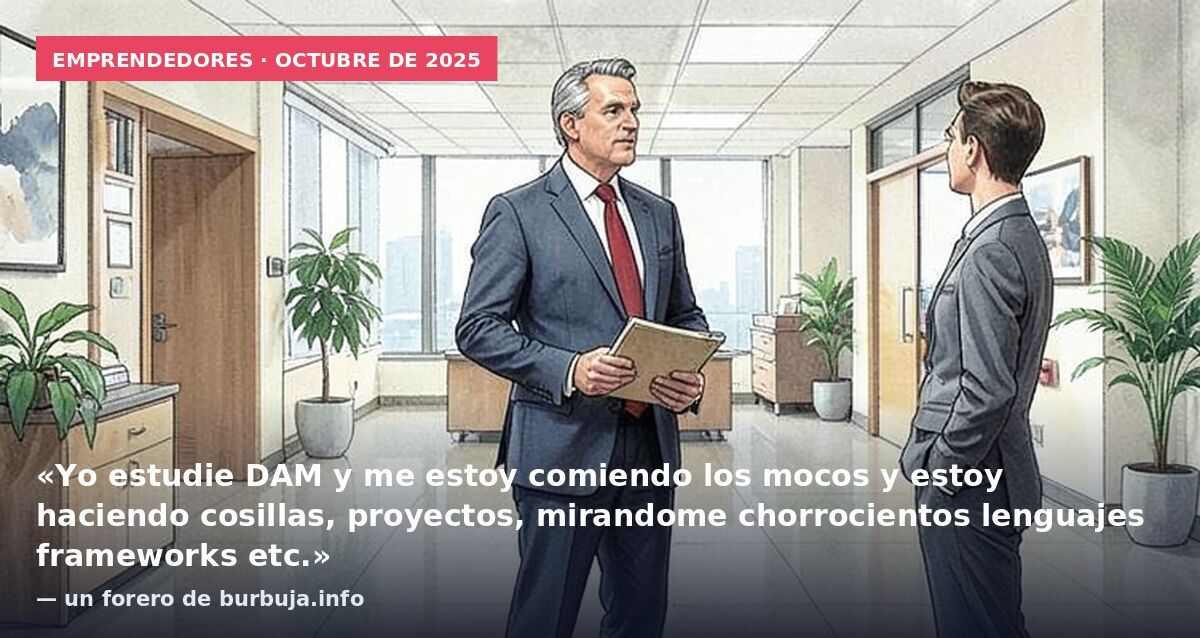 Emprendedores · octubre de 2025: «Yo estudie DAM y me estoy comiendo los mocos y estoy haciendo cosillas, proyectos, mirandome chorrocientos lenguajes frameworks etc.» — un forero de burbuja.info