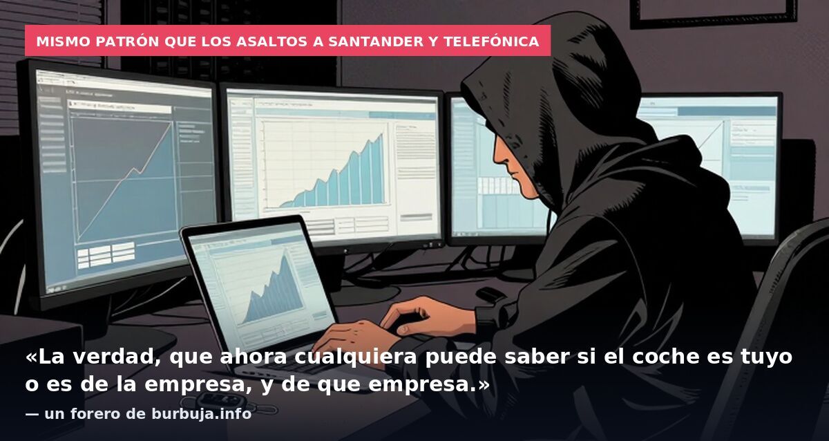 Mismo patrón que los asaltos a Santander y Telefónica: «La verdad, que ahora cualquiera puede saber si el coche es tuyo o es de la empresa, y de que empresa.» — un forero de burbuja.info