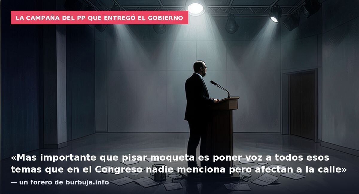 La campaña del PP que entregó el Gobierno: «Mas importante que pisar moqueta es poner voz a todos esos temas que en el Congreso nadie menciona pero afectan a la calle» — un forero de burbuja.info