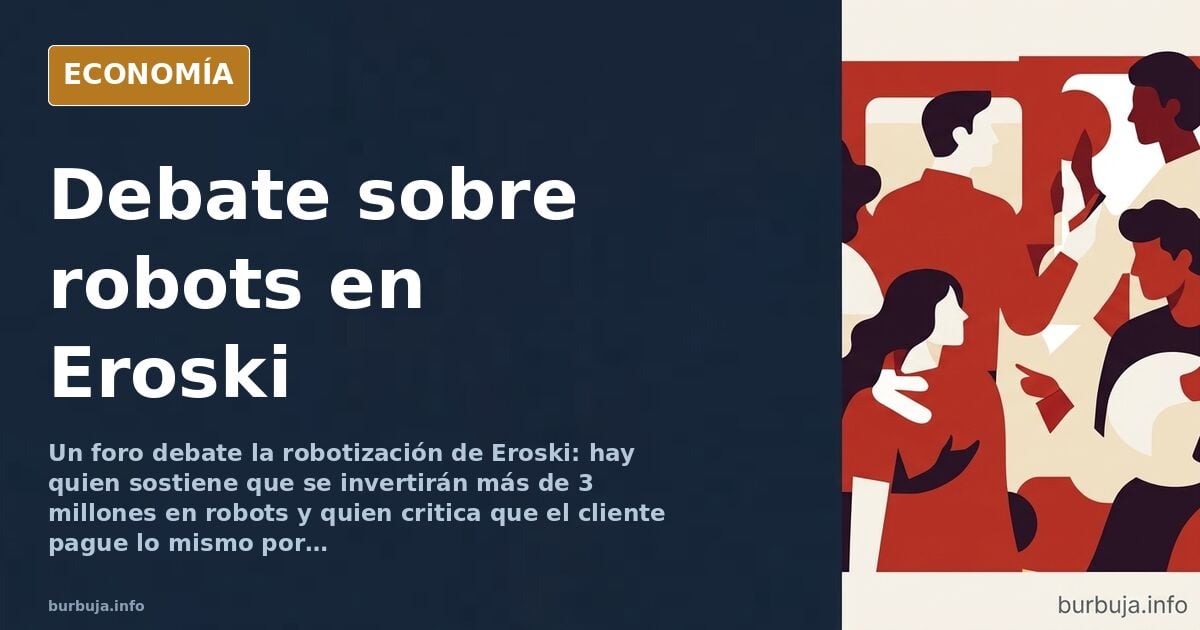 Ilustración editorial de una caja de autopago en un supermercado con un robot escaneando productos y un cliente observando