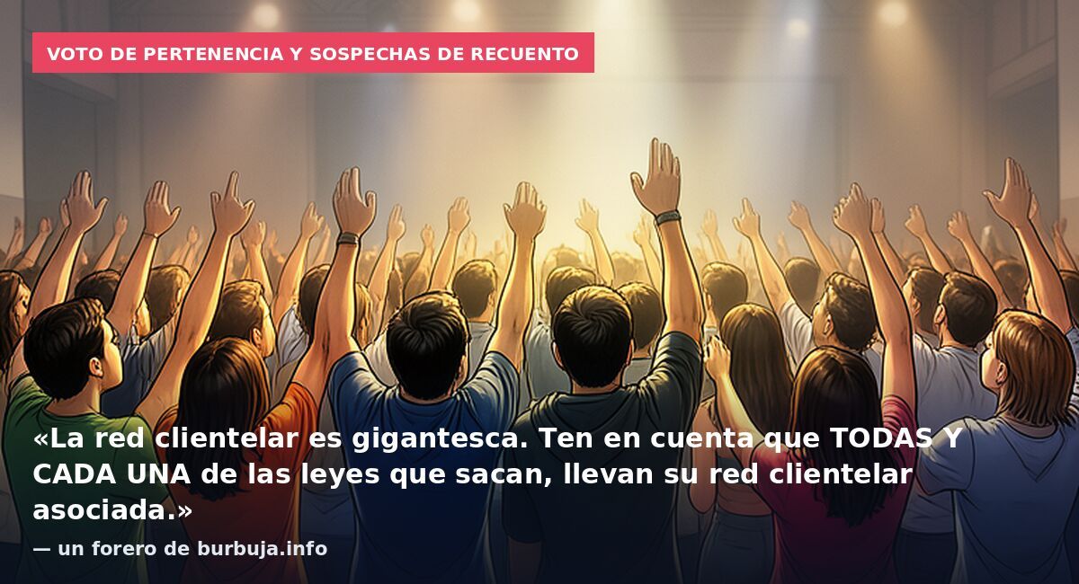 Voto de pertenencia y sospechas de recuento: «La red clientelar es gigantesca. Ten en cuenta que TODAS Y CADA UNA de las leyes que sacan, llevan su red clientelar asociada.» — un forero de burbuja.info