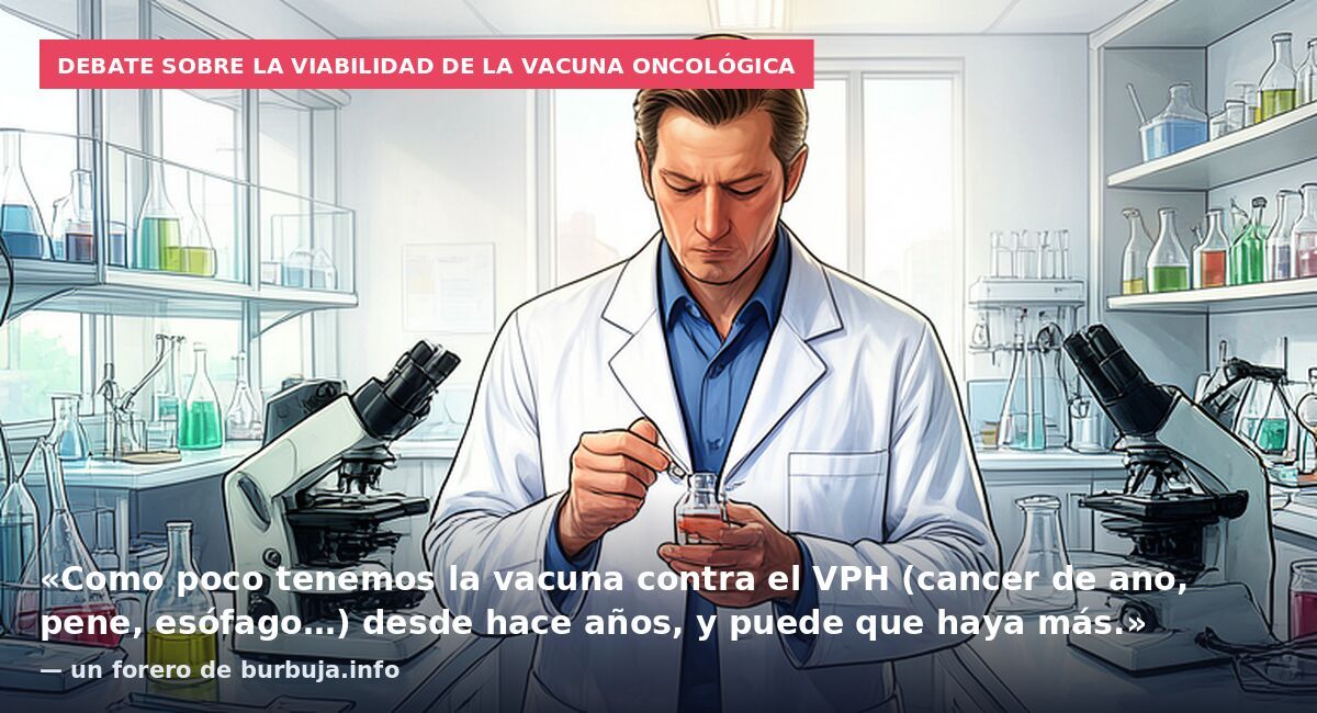 Debate sobre la viabilidad de la vacuna oncológica: «Como poco tenemos la vacuna contra el VPH (cancer de ano, pene, esófago…) desde hace años, y puede que haya más.» — un forero de burbuja.info