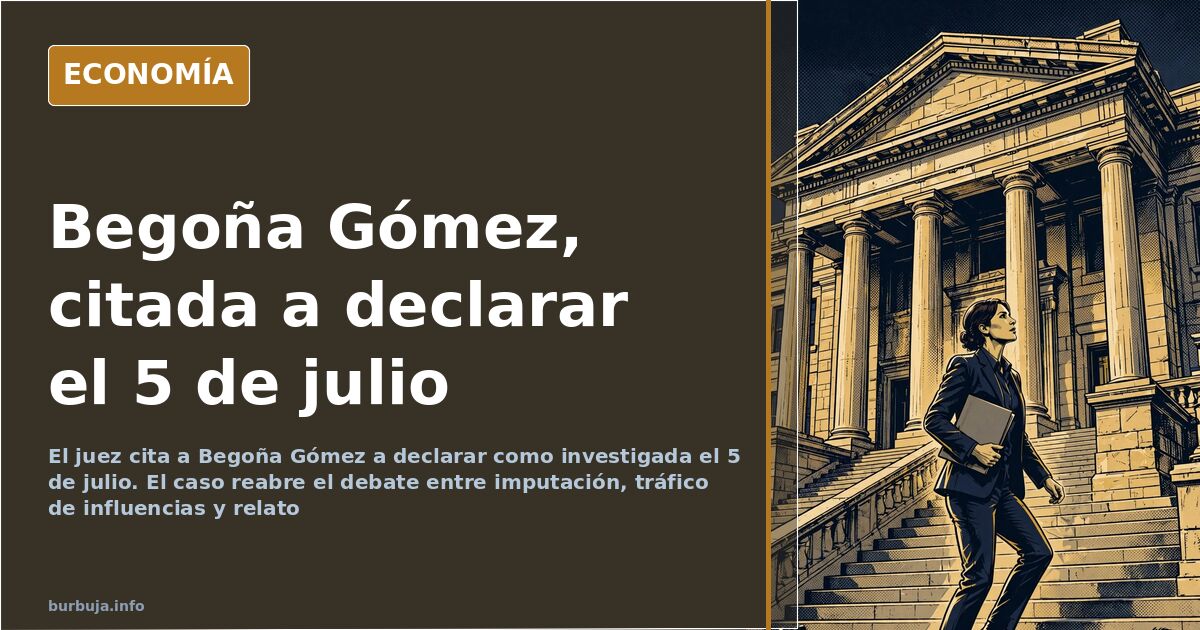 Ilustración de un juzgado con la citación de Begoña Gómez como investigada para el 5 de julio