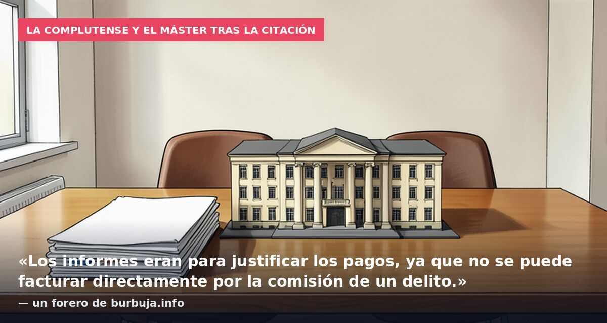 La Complutense y el máster tras la citación: «Los informes eran para justificar los pagos, ya que no se puede facturar directamente por la comisión de un delito.» — un forero de burbuja.info