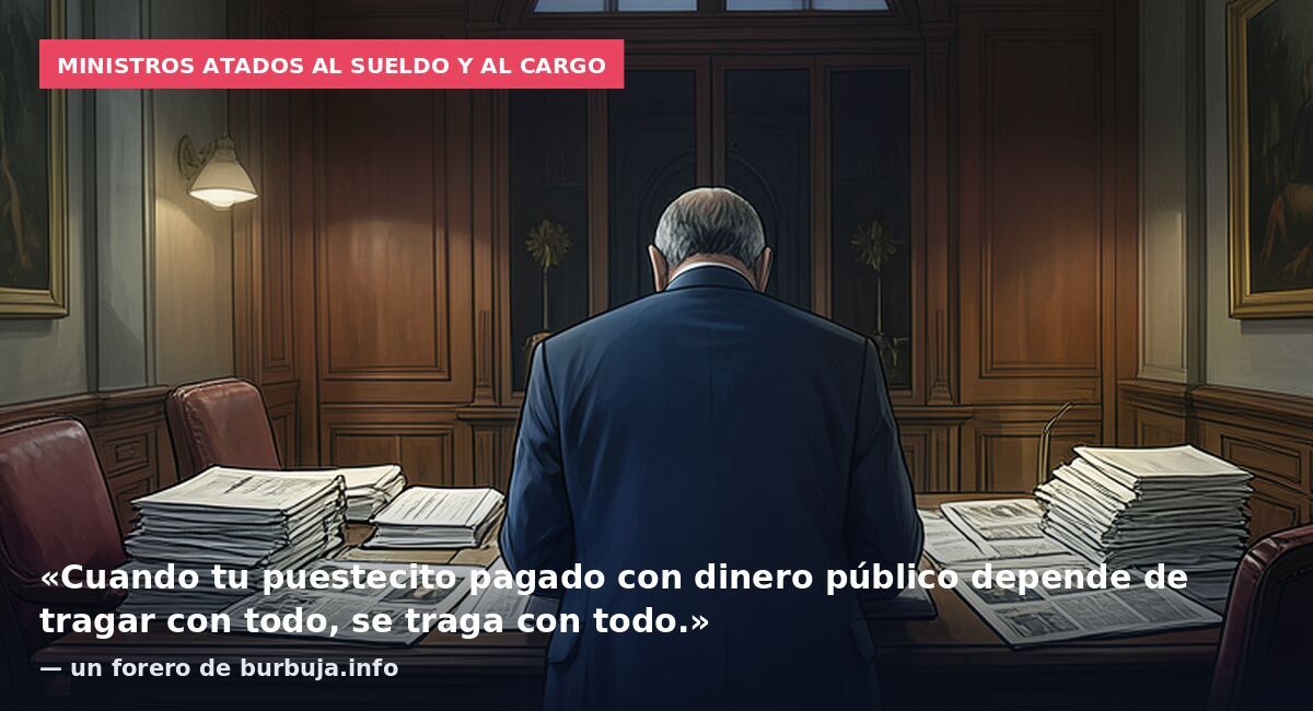 Ministros atados al sueldo y al cargo: «Cuando tu puestecito pagado con dinero público depende de tragar con todo, se traga con todo.» — un forero de burbuja.info