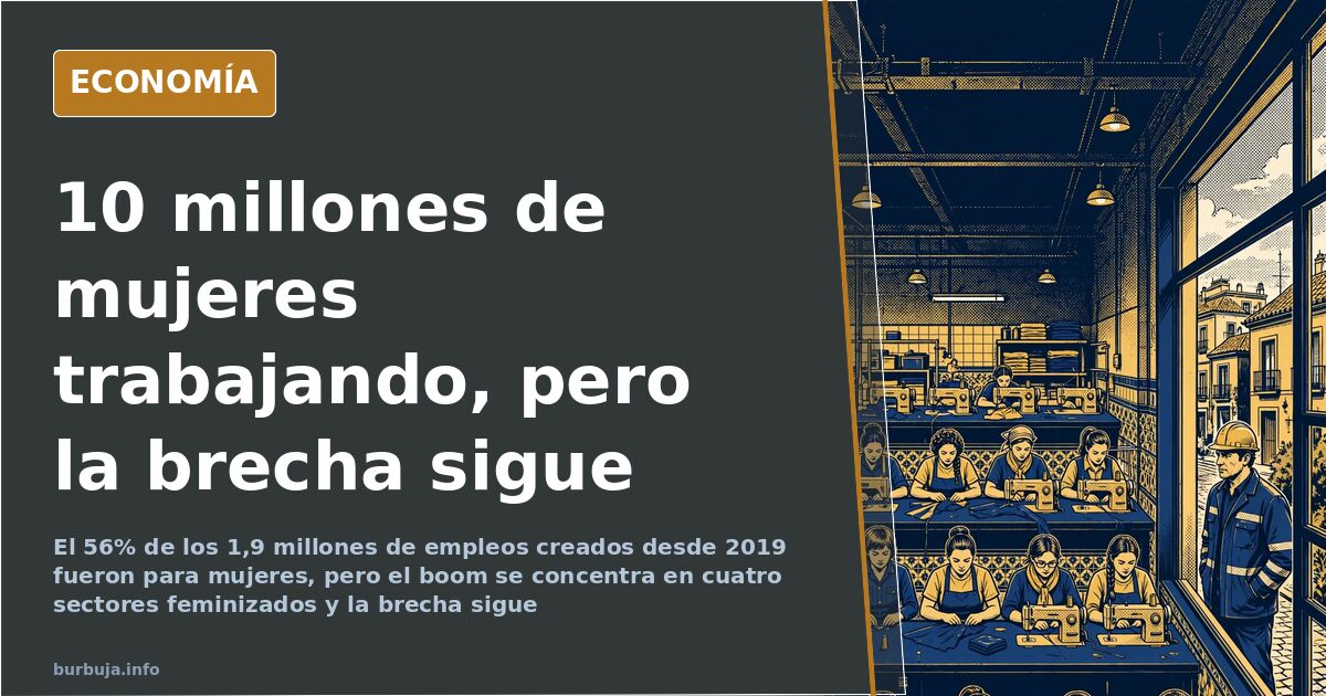 Gráfico del número de mujeres afiliadas a la Seguridad Social en España y del peso femenino en educación y sanidad