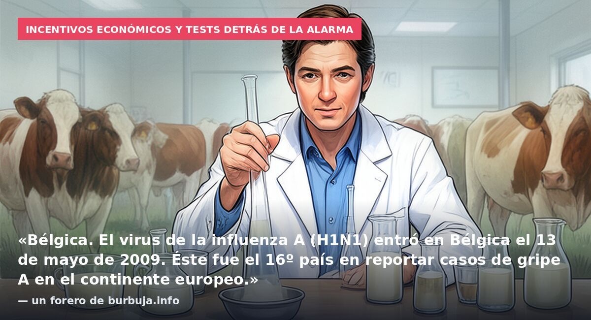 Incentivos económicos y tests detrás de la alarma: «Bélgica. El virus de la influenza A (H1N1) entró en Bélgica el 13 de mayo de 2009. Éste fue el 16º país en reportar casos de gripe A en el continente europeo.» — un forero de burbuja.info
