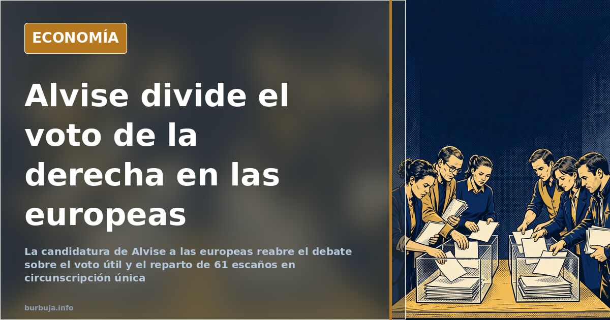Urna y papeletas apiladas sobre fondo azul marino, ilustración editorial sobre la fragmentación del voto de derechas