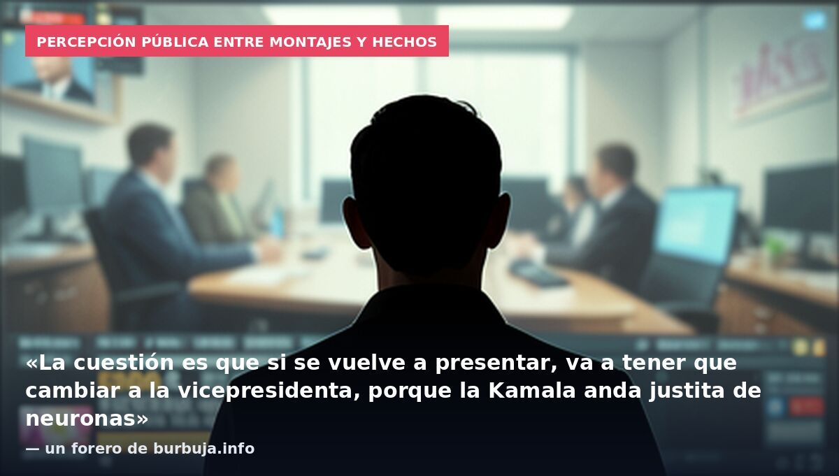 Percepción pública entre montajes y hechos: «La cuestión es que si se vuelve a presentar, va a tener que cambiar a la vicepresidenta, porque la Kamala anda justita de neuronas» — un forero de burbuja.info