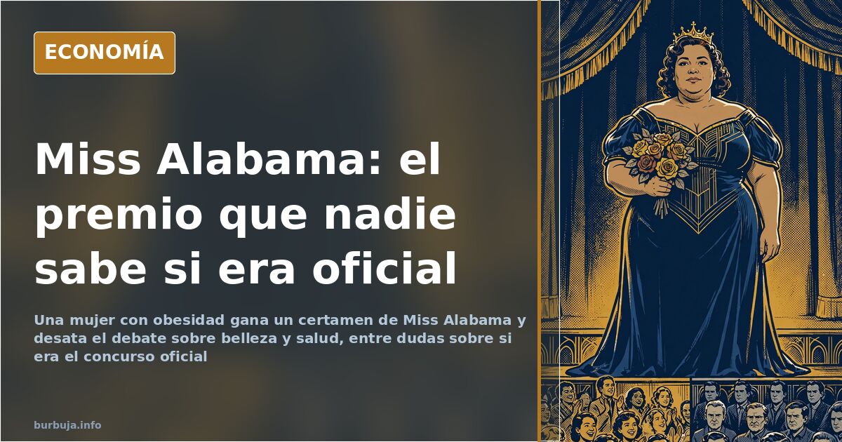 Corona de concurso de belleza sobre una superficie neutra junto a una cinta métrica, ilustración del debate sobre Miss Alabam