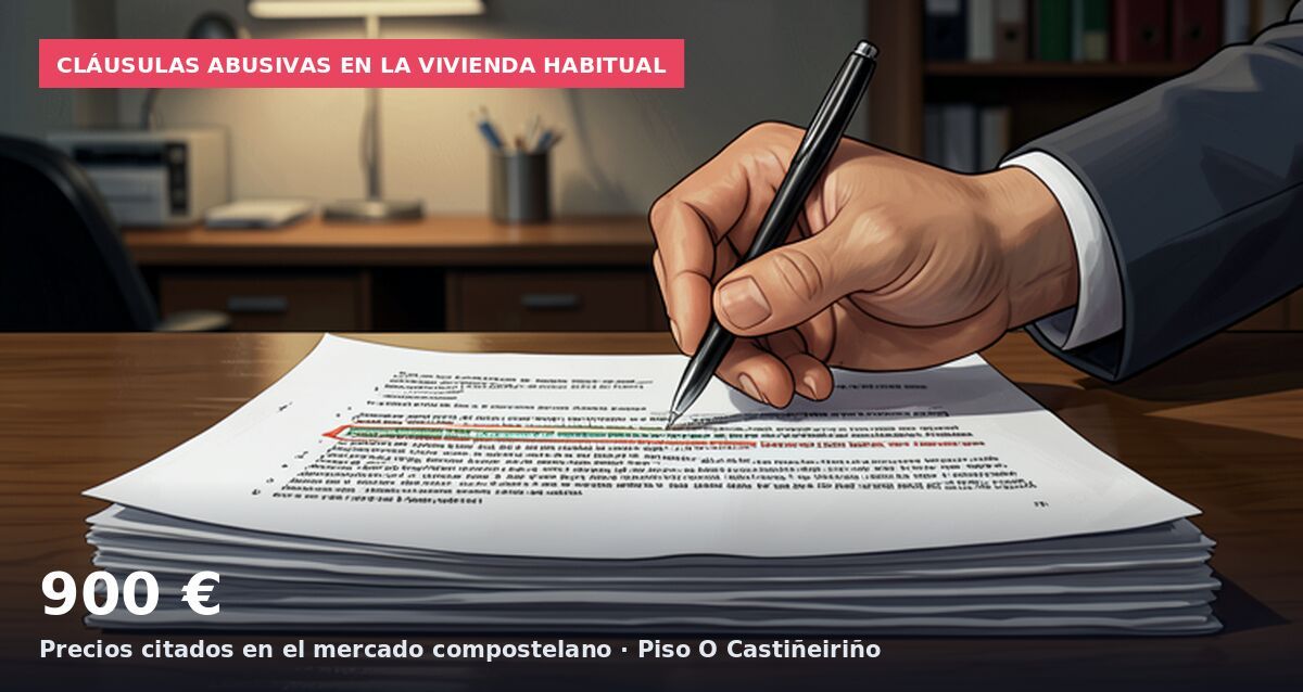 Cláusulas abusivas en la vivienda habitual: 900 € Precios citados en el mercado compostelano · Piso O Castiñeiriño