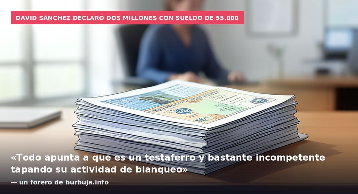 David Sánchez declaró dos millones con sueldo de 55.000: «Todo apunta a que es un testaferro y bastante incompetente tapando su actividad de blanqueo» — un forero de burbuja.info