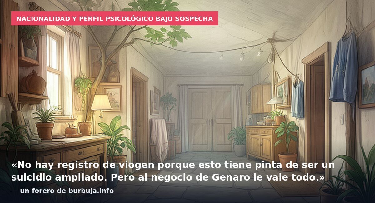 Nacionalidad y perfil psicológico bajo sospecha: «No hay registro de viogen porque esto tiene pinta de ser un suicidio ampliado. Pero al negocio de Genaro le vale todo.» — un forero de burbuja.info