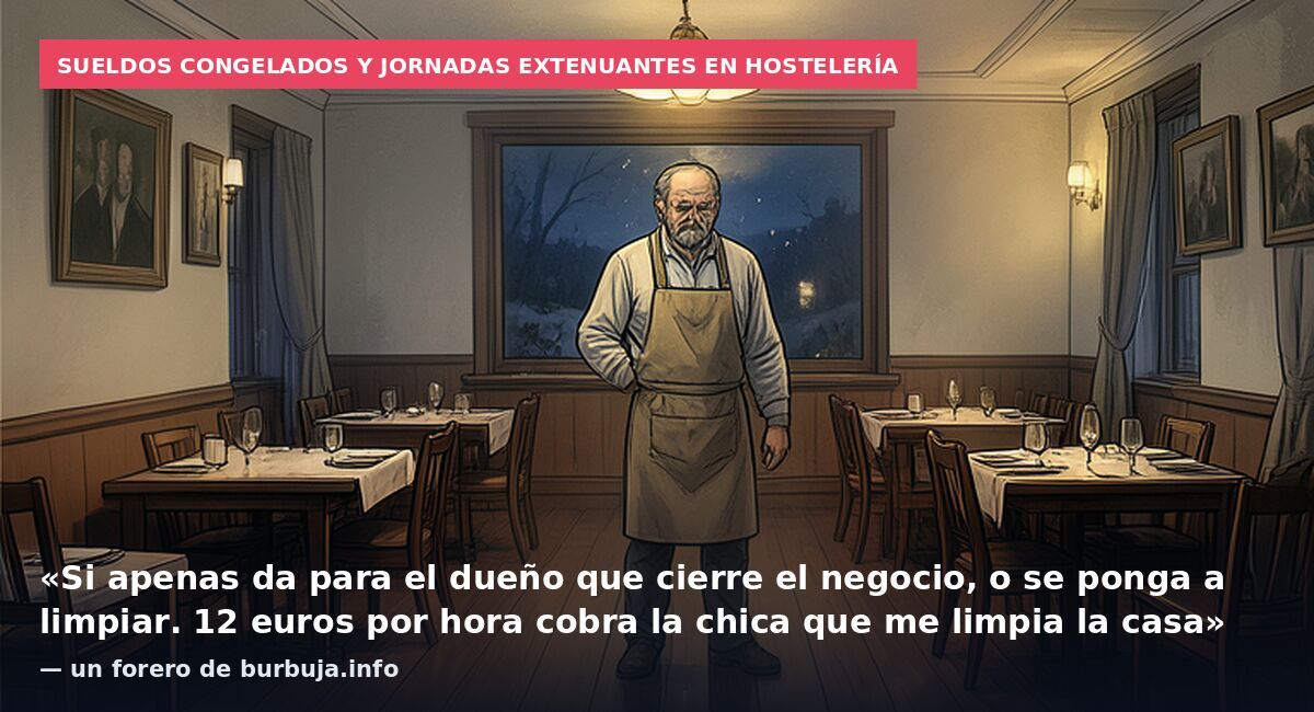 Sueldos congelados y jornadas extenuantes en hostelería: «Si apenas da para el dueño que cierre el negocio, o se ponga a limpiar. 12 euros por hora cobra la chica que me limpia la casa» — un forero de burbuja.info