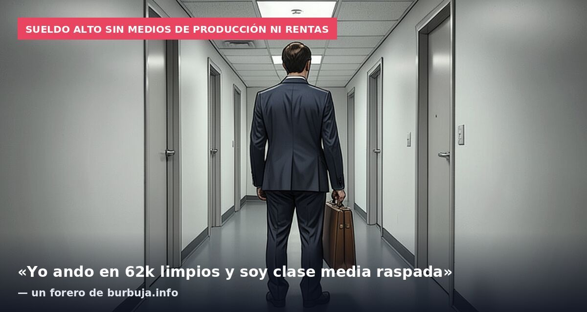 Sueldo alto sin medios de producción ni rentas: «Yo ando en 62k limpios y soy clase media raspada» — un forero de burbuja.info