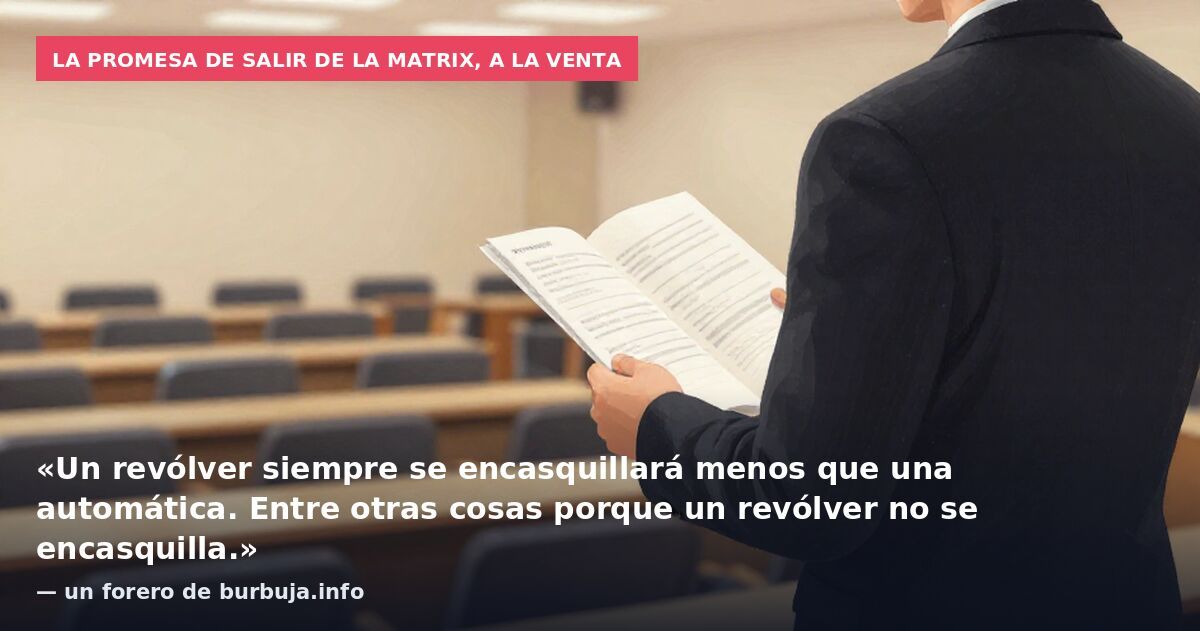 La promesa de salir de la matrix, a la venta: «Un revólver siempre se encasquillará menos que una automática. Entre otras cosas porque un revólver no se encasquilla.» — un forero de burbuja.info