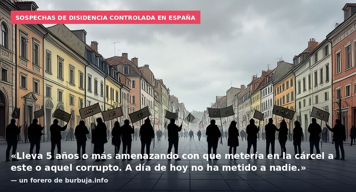 Sospechas de disidencia controlada en España: «Lleva 5 años o más amenazando con que metería en la cárcel a este o aquel corrupto. A día de hoy no ha metido a nadie.» — un forero de burbuja.info