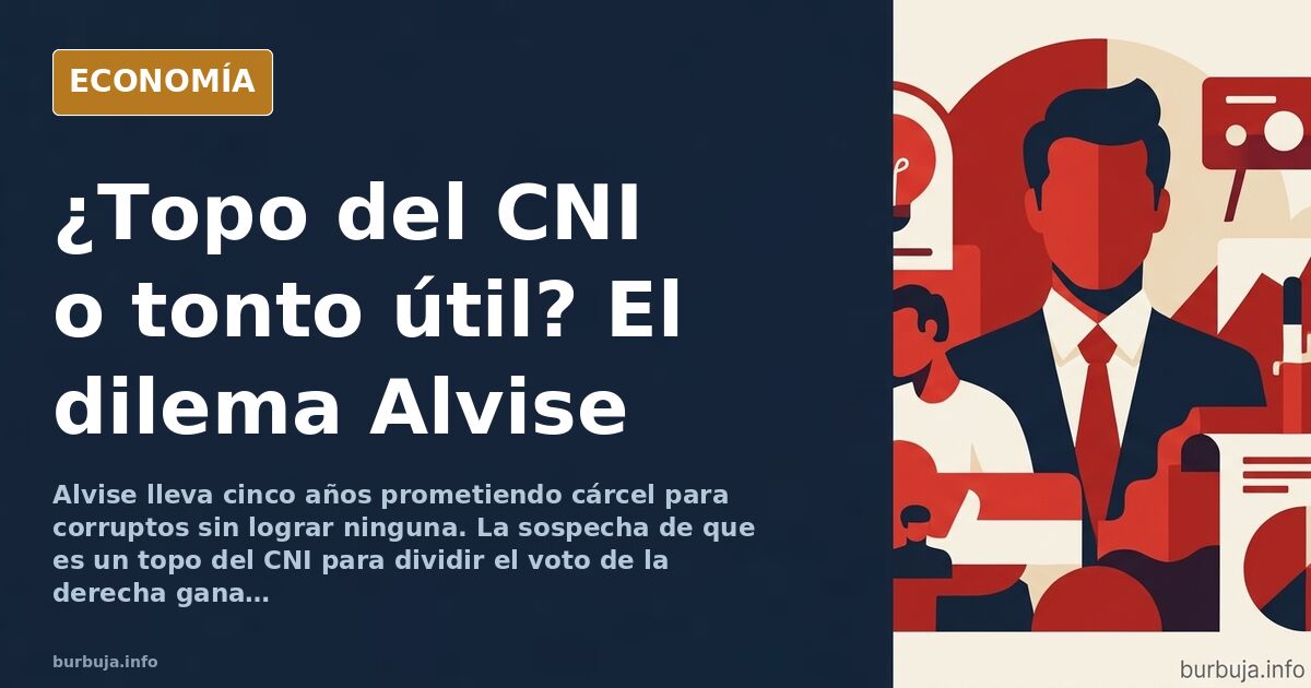 Ilustración editorial de Alvise Pérez como candidato electoral y la sombra de una operación de inteligencia