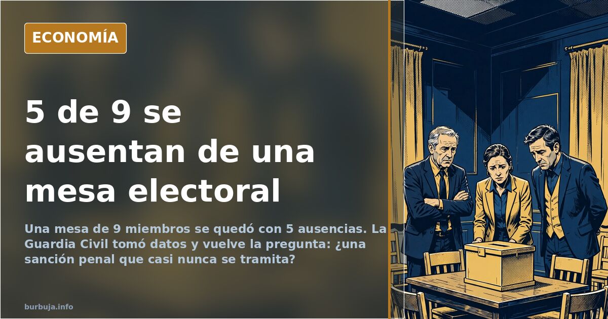 Interior de un colegio electoral con una mesa electoral semivacía y sillas sin ocupar junto a las urnas
