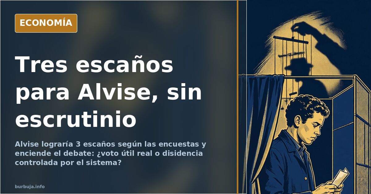 Ilustración editorial de papeletas electorales en tonos azul marino y dorado con tres escaños destacados del Parlamento Europ