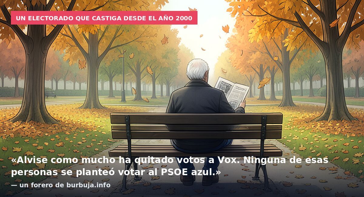 Un electorado que castiga desde el año 2000: «Alvise como mucho ha quitado votos a Vox. Ninguna de esas personas se planteó votar al PSOE azul.» — un forero de burbuja.info