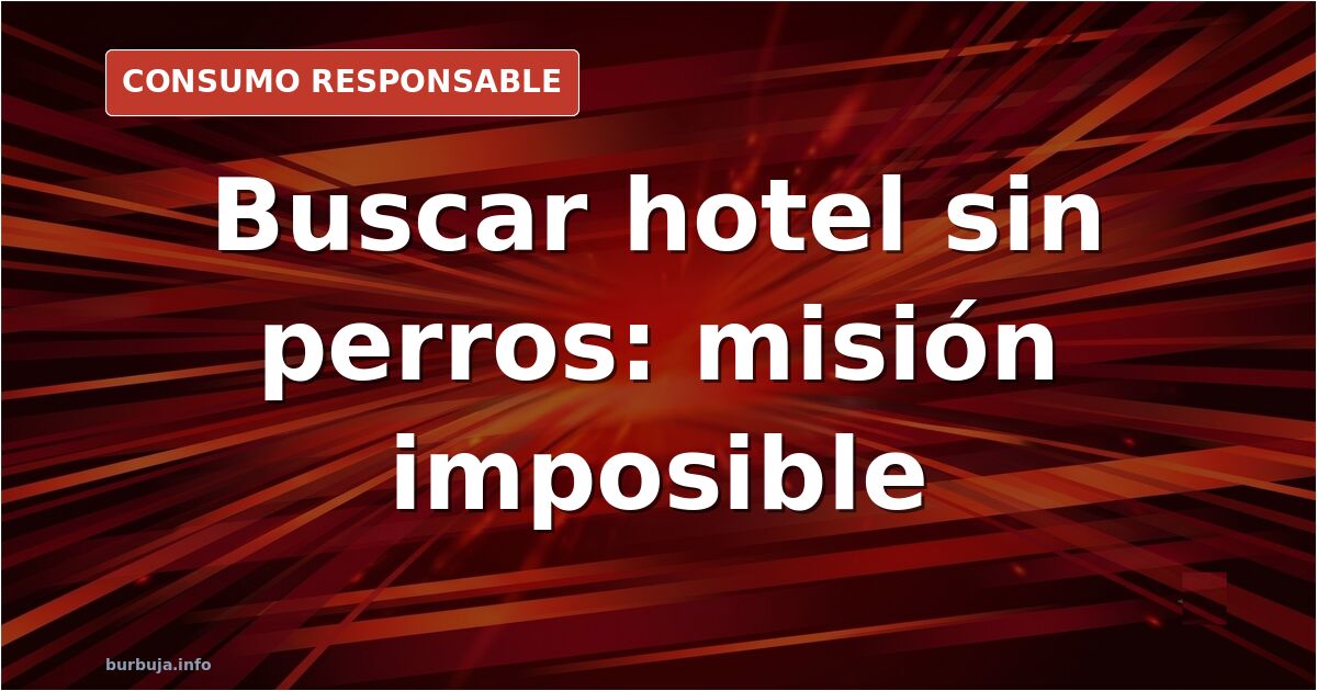Recepción de un hotel con cartel de admisión de mascotas y viajeros consultando plataformas de reserva en un portátil