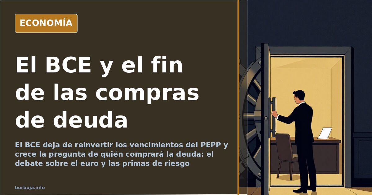 Ilustración editorial sobre el fin de las compras de deuda del BCE y el debate sobre el euro y las primas de riesgo europeas