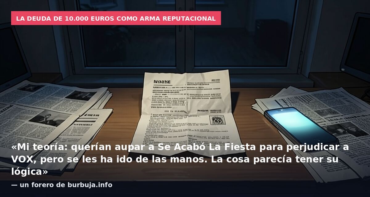 La deuda de 10.000 euros como arma reputacional: «Mi teoría: querían aupar a Se Acabó La Fiesta para perjudicar a VOX, pero se les ha ido de las manos. La cosa parecía tener su lógica» — un forero de burbuja.info