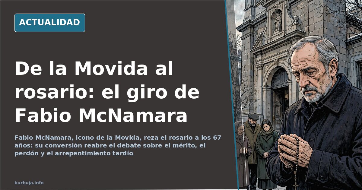 Fabio McNamara durante el rezo del rosario en Madrid, junto a un grupo de fieles
