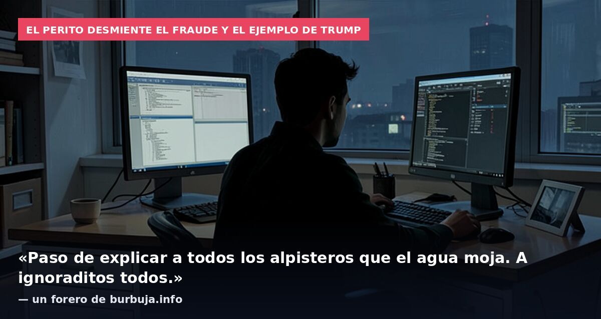 El perito desmiente el fraude y el ejemplo de Trump: «Paso de explicar a todos los alpisteros que el agua moja. A ignoraditos todos.» — un forero de burbuja.info