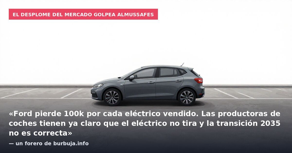 El desplome del mercado golpea Almussafes: «Ford pierde 100k por cada eléctrico vendido. Las productoras de coches tienen ya claro que el eléctrico no tira y la transición 2035 no es correcta» — un forero de burbuja.info