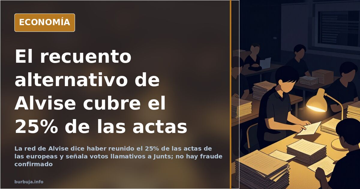 Manos contando papeletas y actas electorales sobre una mesa, con una tablet transmitiendo el escrutinio al fondo