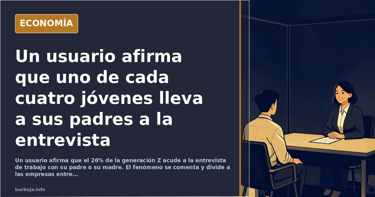 Ilustración editorial de una sala de espera con un candidato joven y una figura mayor sentada a su lado esperando una entrevi