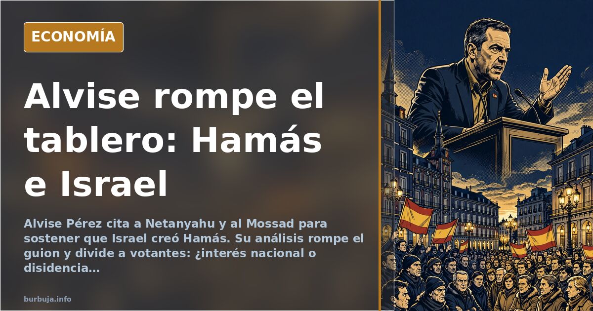 Ilustración editorial de un político español ante un mapa de Oriente Próximo con símbolos de poder y dinero