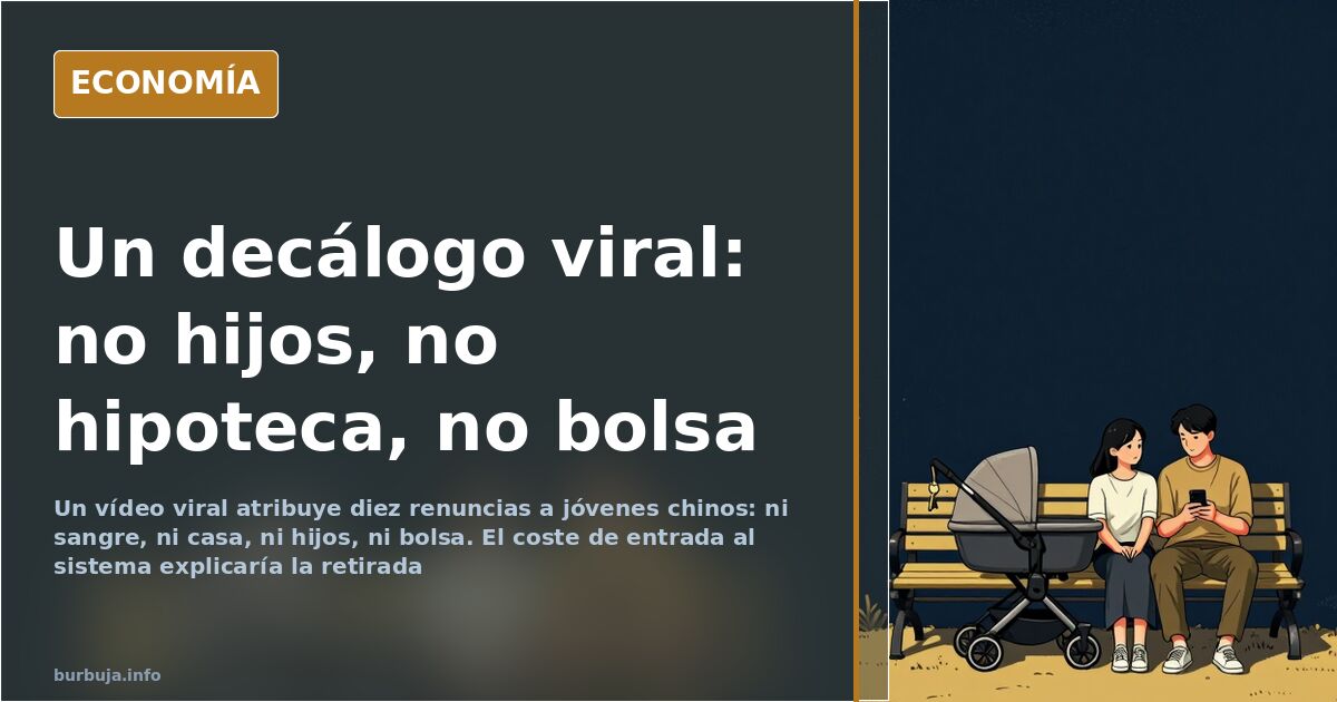 Ilustración editorial de jóvenes de espaldas ante un recibo de hipoteca gigante