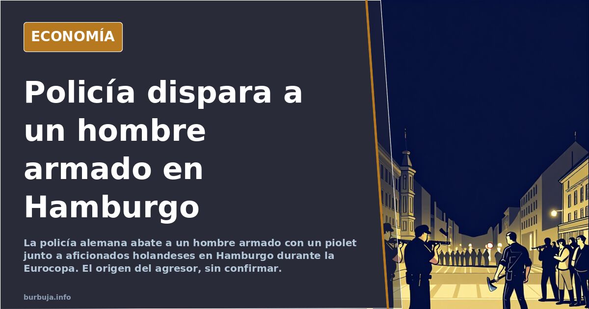 Agentes de policía alemana en una calle de Hamburgo durante la Eurocopa, junto a aficionados holandeses