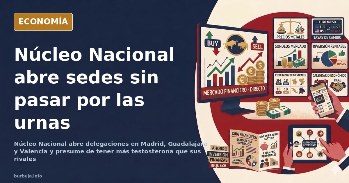 Local con banderas negras y carteles de Núcleo Nacional tras abrir delegaciones en Madrid, Guadalajara y Valencia
