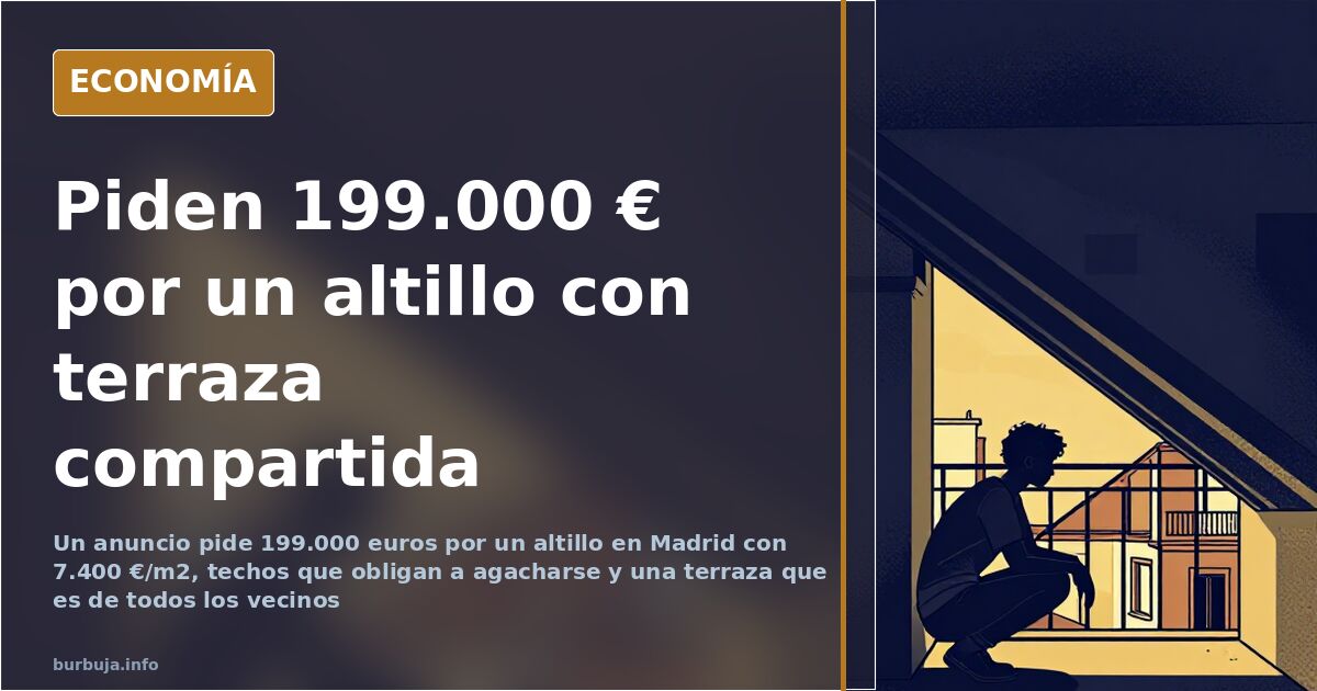 Interior de un ático abuhardillado en Madrid con colchón en el suelo y vigas inclinadas bajo cubierta
