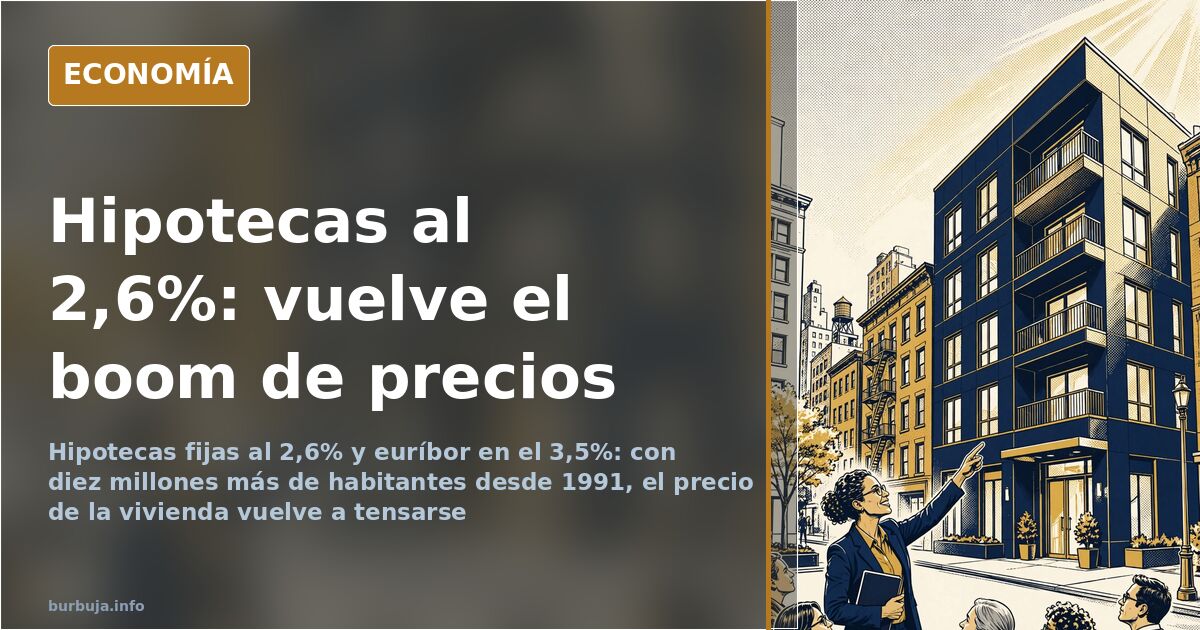 Edificios de viviendas en una gran ciudad española con una grúa de obra y carteles de precio de la vivienda