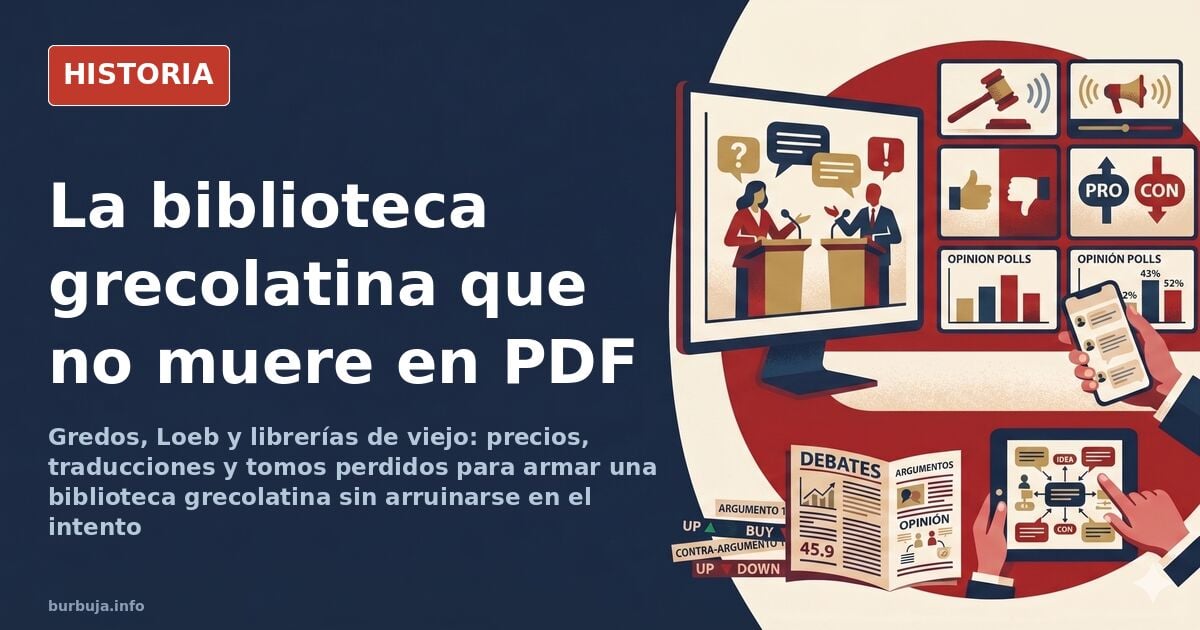 Estantería con volúmenes de la Biblioteca Clásica Gredos y ediciones antiguas de clásicos grecolatinos en papel