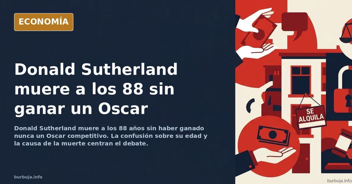 Retrato ilustrado de Donald Sutherland con gesto serio, en tonos azul marino y dorado, sobre fondo neutro