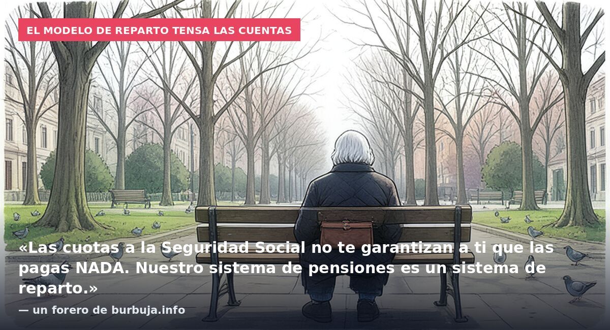 El modelo de reparto tensa las cuentas: «Las cuotas a la Seguridad Social no te garantizan a ti que las pagas NADA. Nuestro sistema de pensiones es un sistema de reparto.» — un forero de burbuja.info