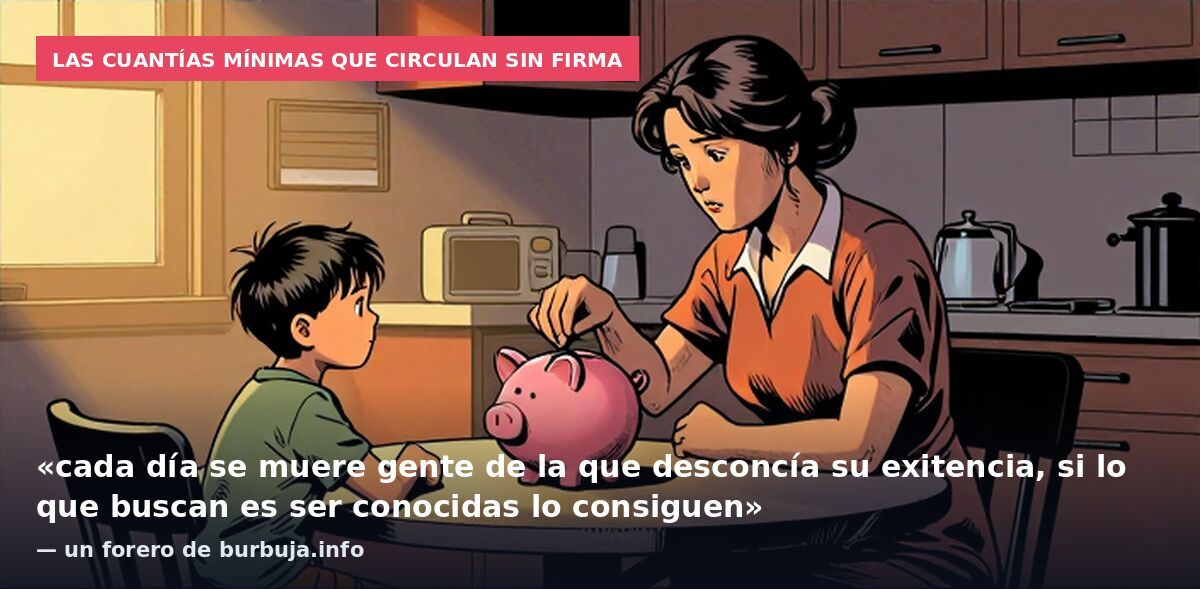 Las cuantías mínimas que circulan sin firma: «cada día se muere gente de la que desconcía su exitencia, si lo que buscan es ser conocidas lo consiguen» — un forero de burbuja.info