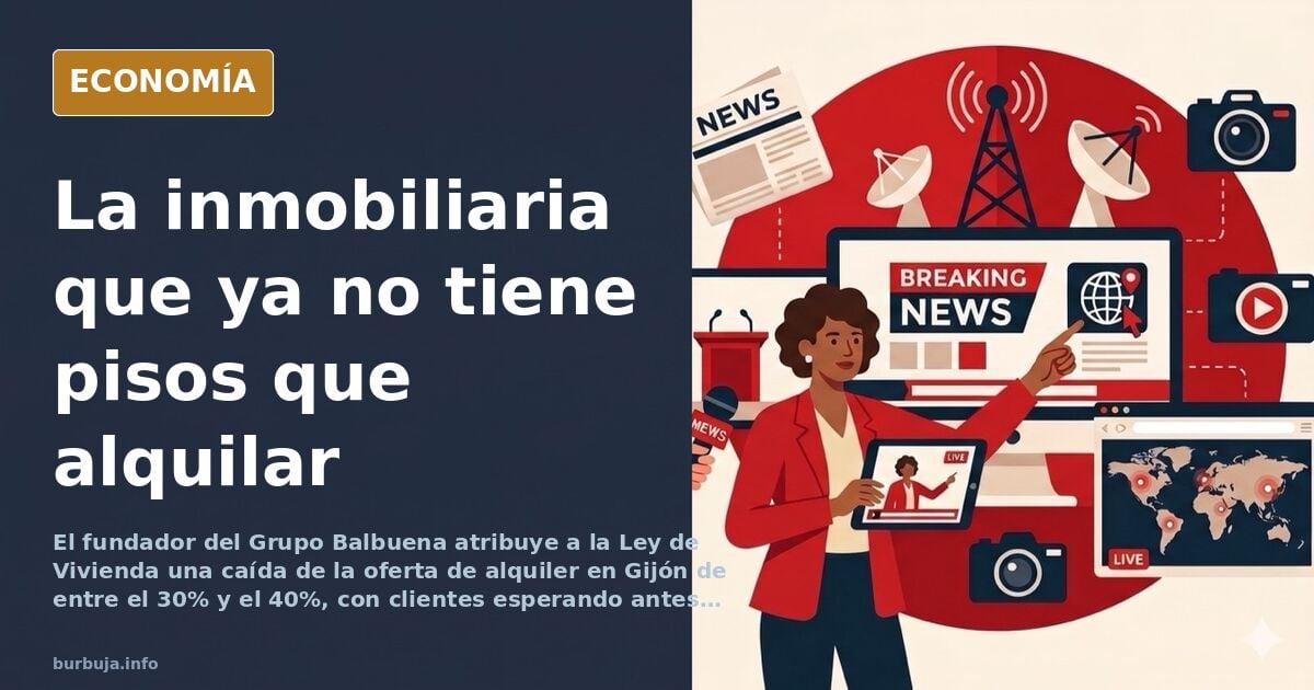 Fachada de una oficina inmobiliaria en Gijón con el cartel de alquiler retirado y clientes esperando en la puerta