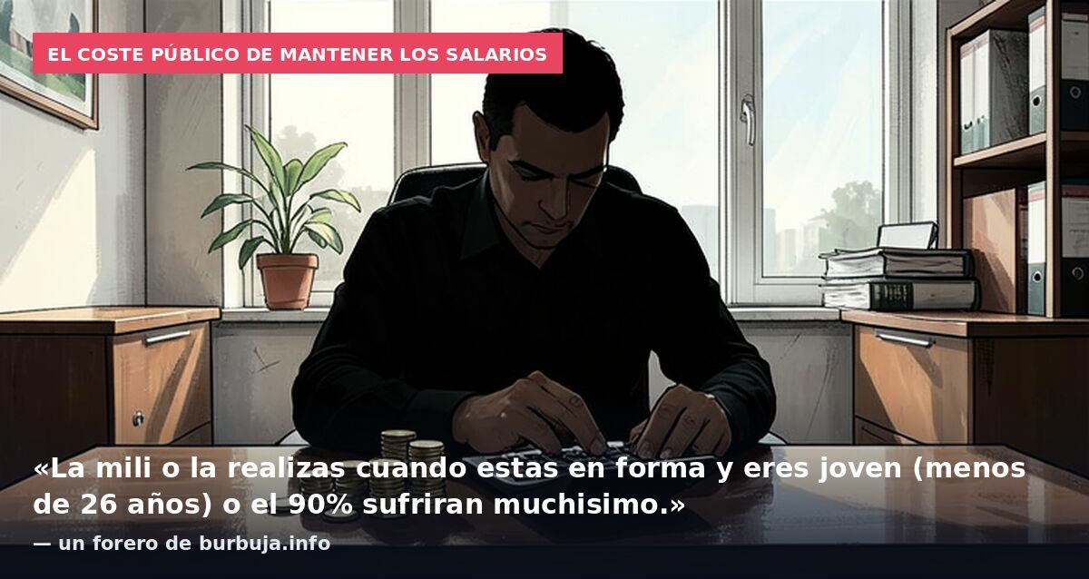 El coste público de mantener los salarios: «La mili o la realizas cuando estas en forma y eres joven (menos de 26 años) o el 90% sufriran muchisimo.» — un forero de burbuja.info