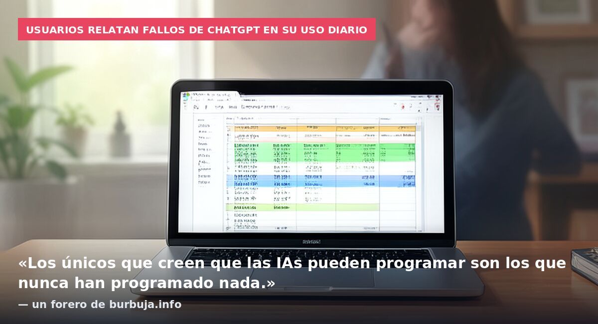 Usuarios relatan fallos de ChatGPT en su uso diario: «Los únicos que creen que las IAs pueden programar son los que nunca han programado nada.» — un forero de burbuja.info