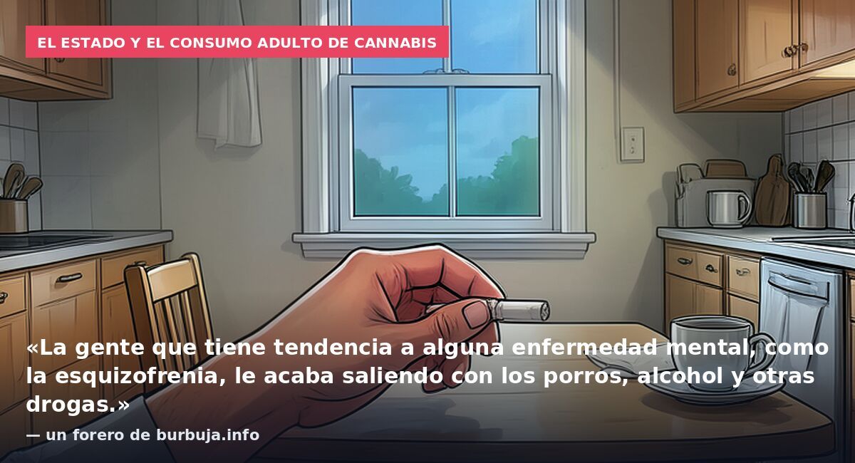 El Estado y el consumo adulto de cannabis: «La gente que tiene tendencia a alguna enfermedad mental, como la esquizofrenia, le acaba saliendo con los porros, alcohol y otras drogas.» — un forero de burbuja.info