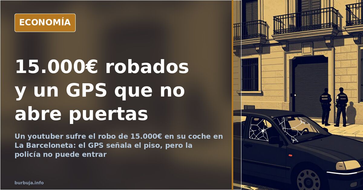 Ventanilla de coche de alquiler rota en La Barceloneta con la pantalla de un GPS marcando un piso cercano