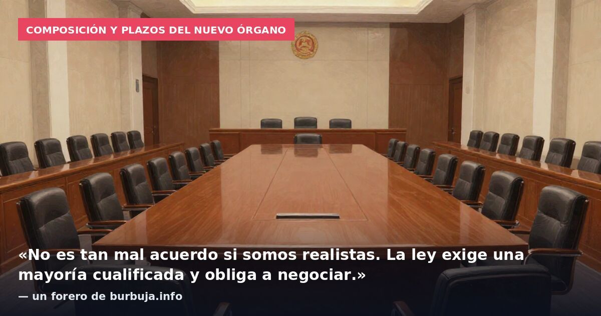 Composición y plazos del nuevo órgano: «No es tan mal acuerdo si somos realistas. La ley exige una mayoría cualificada y obliga a negociar.» — un forero de burbuja.info