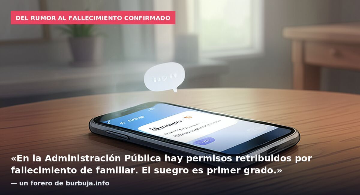 Del rumor al fallecimiento confirmado: «En la Administración Pública hay permisos retribuidos por fallecimiento de familiar. El suegro es primer grado.» — un forero de burbuja.info